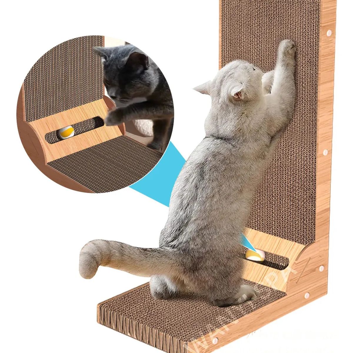 KUANGYE - Rascador De Gato En Forma De L Con Juguete De Gola 40x60x25