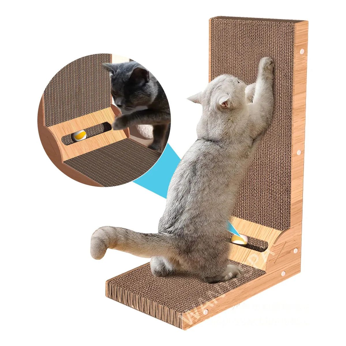 KUANGYE - Rascador De Gato En Forma De L Con Juguete De Gola 40x60x25