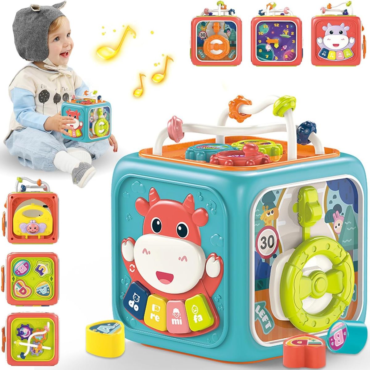 KUANGYE - Cubo Didáctico Juguete Montessori Educativo 6 En 1 Para Bebé