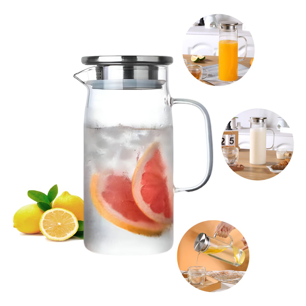 GENERICO - Jarras De Vidrio Jarra Jugo Jarras Agua Jarra Jugos 1000ml