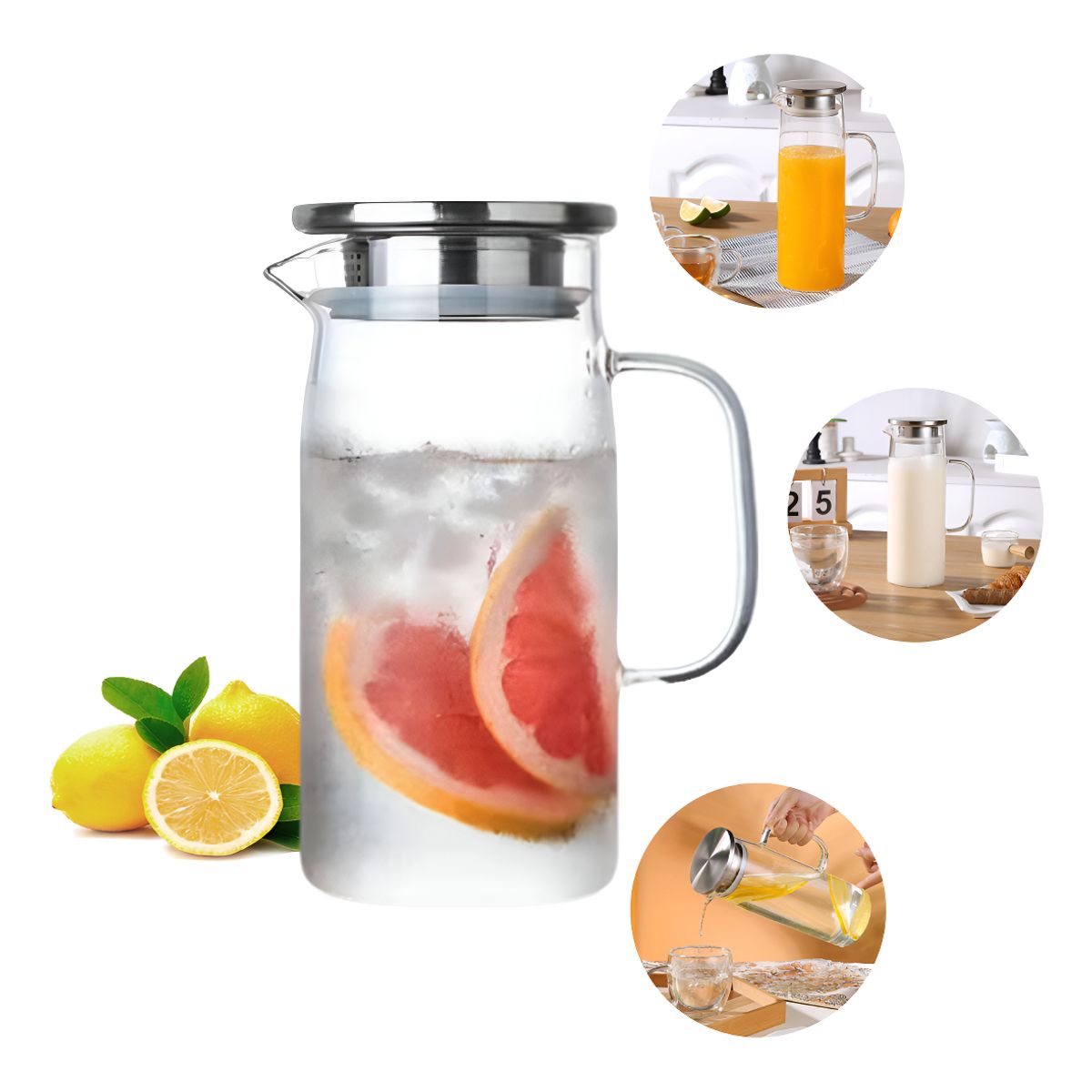 GENERICO - Jarras De Vidrio Jarra Jugo Jarras Agua Jarra Jugos 1000ml