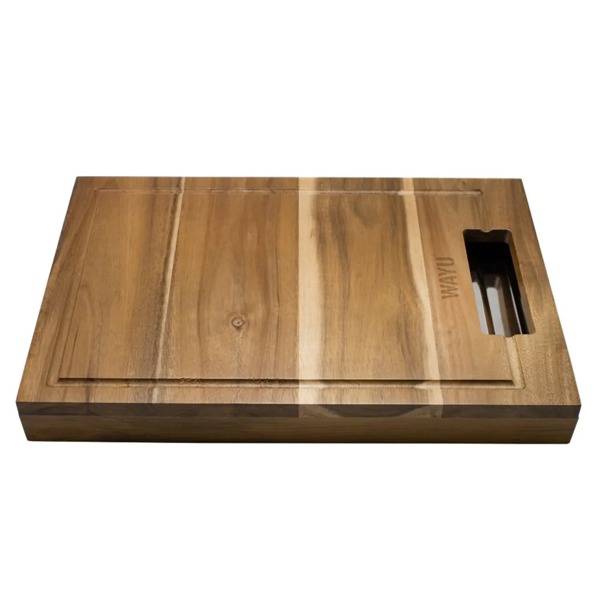 WAYU - TABLA MADERA  BANDEJA DE ACERO WAYU