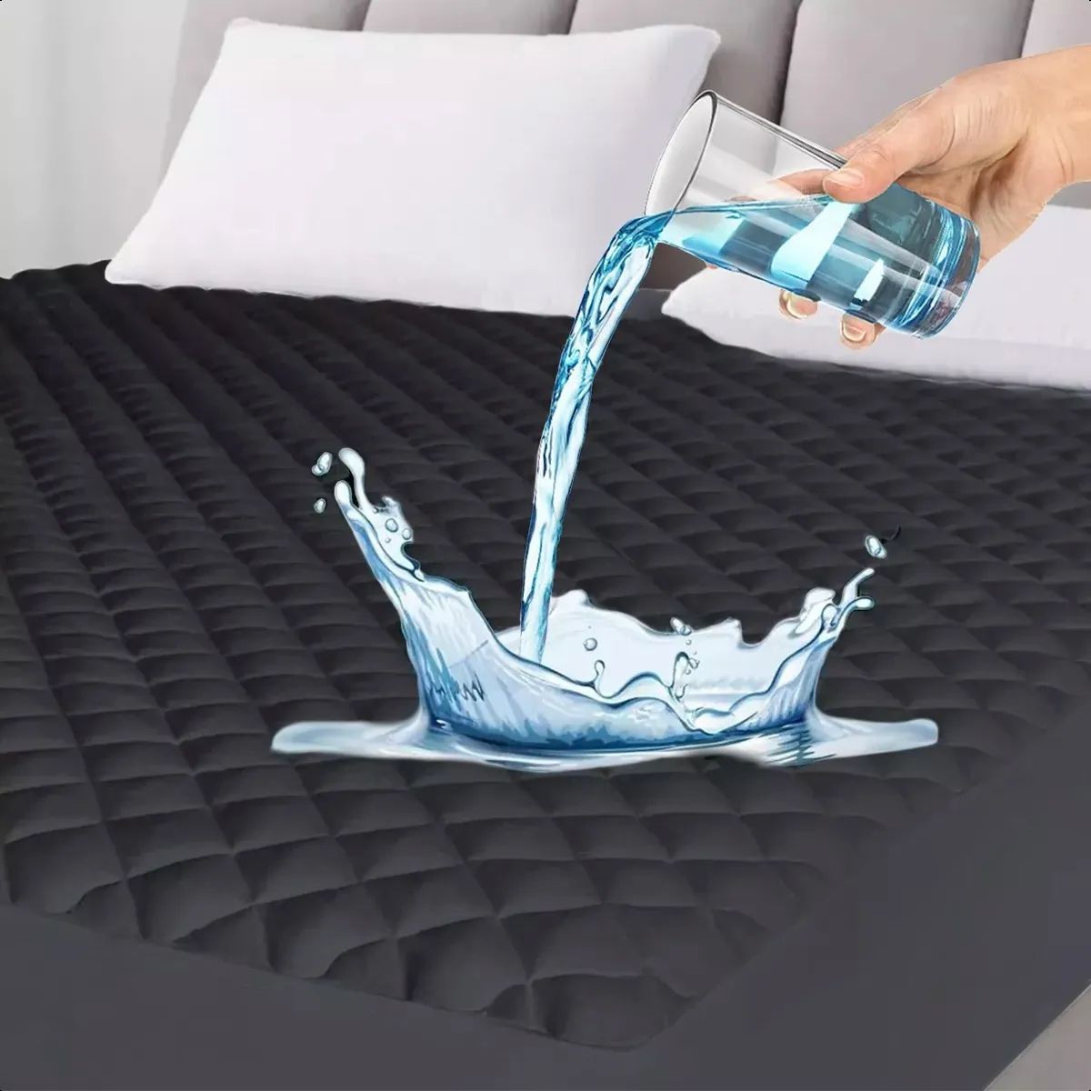 SUPERCENTER - Cubrecolchón Impermeable 1.5 Plazas + Funda Negro