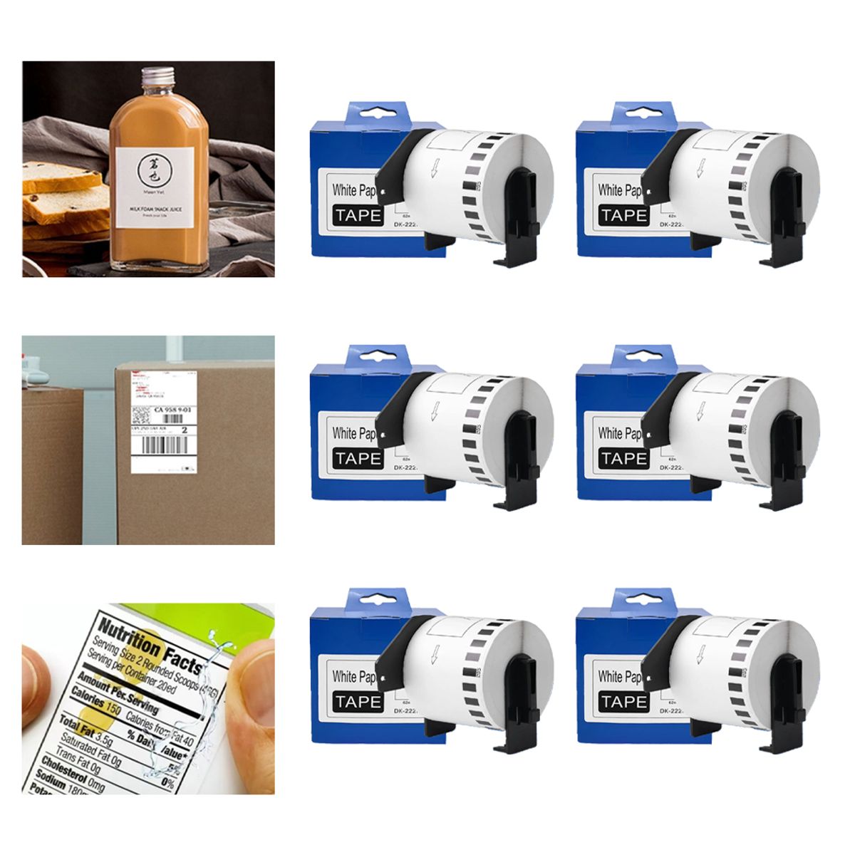 ATURE - 6 Etiquetas Autoadhesivas Térmicas Compatibles Con Dk-22205