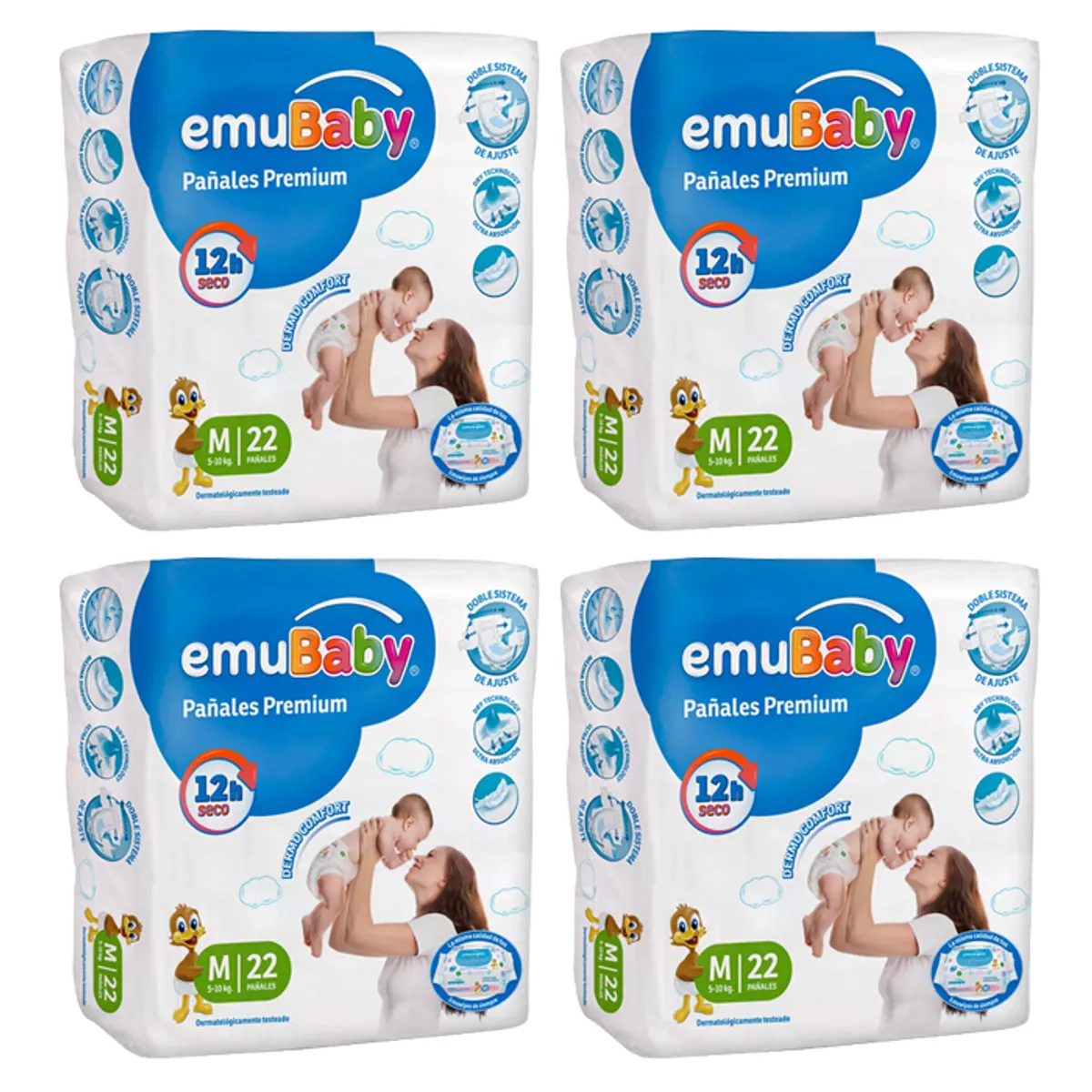 EMUBABY - Pañal Emubaby Premium X4 M 22 (88 Pañales)