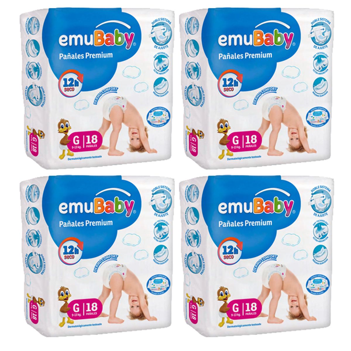 EMUBABY - Pañal Emubaby Premium X4 G 18 (72 Pañales)