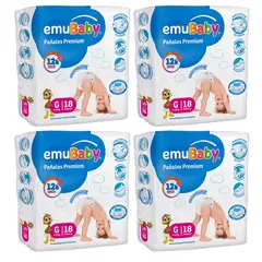 EMUBABY - Pañal Premium X4 G 18 (72 Pañales)
