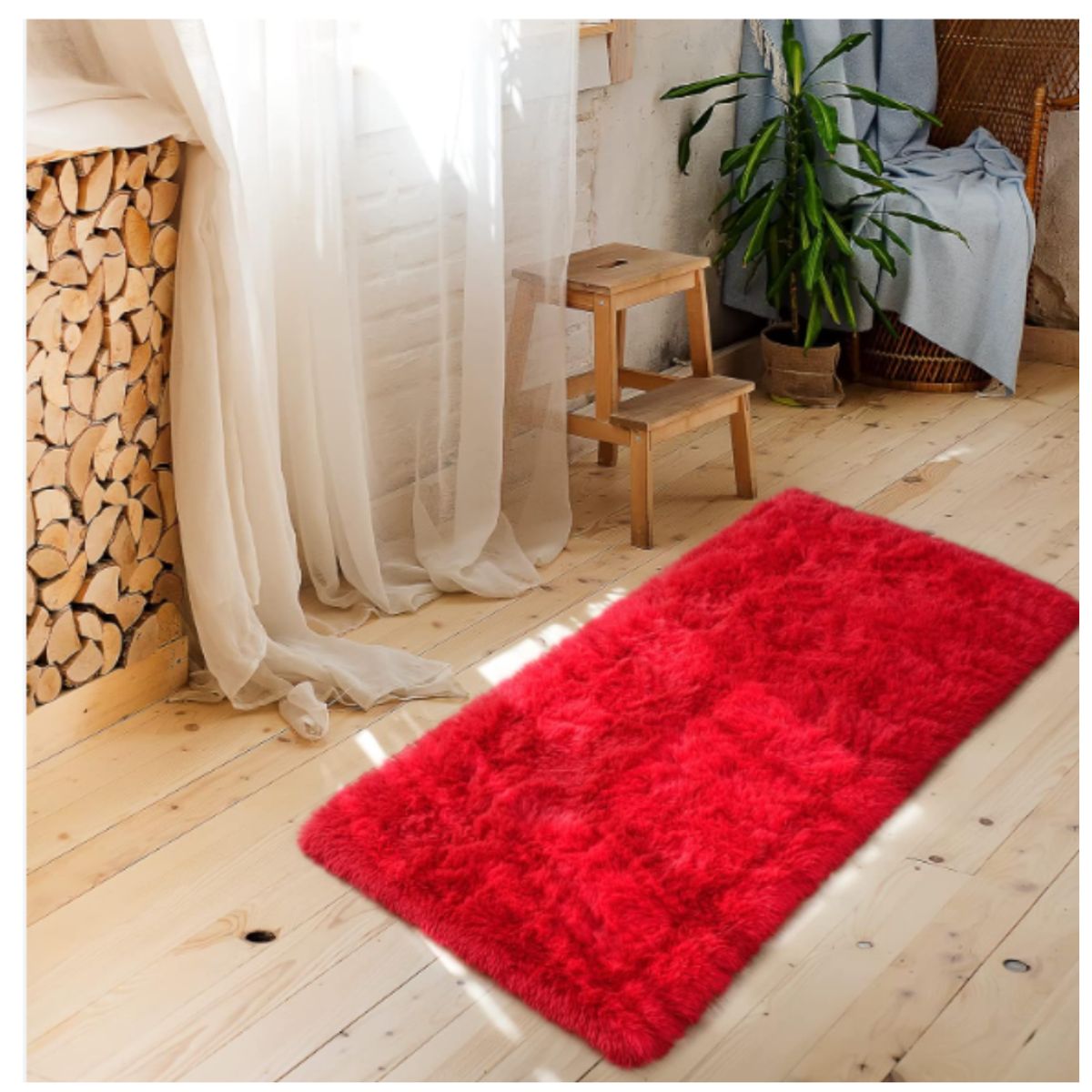 GENERICO - Set 2 Funda Cojines Peludos + 2 Bajadas De Cama 50x80cm