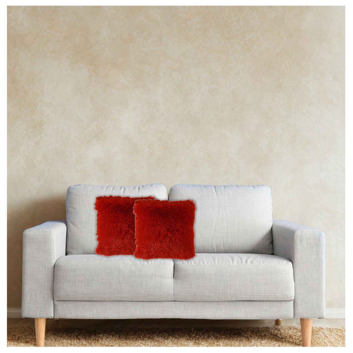 GENERICO - Set 2 Funda Cojines Peludos + 2 Bajadas De Cama 50x80cm