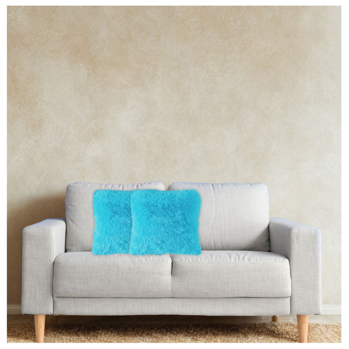 GENERICO - Set 2 Funda Cojines Peludos + 2 Bajadas De Cama 50x80cm