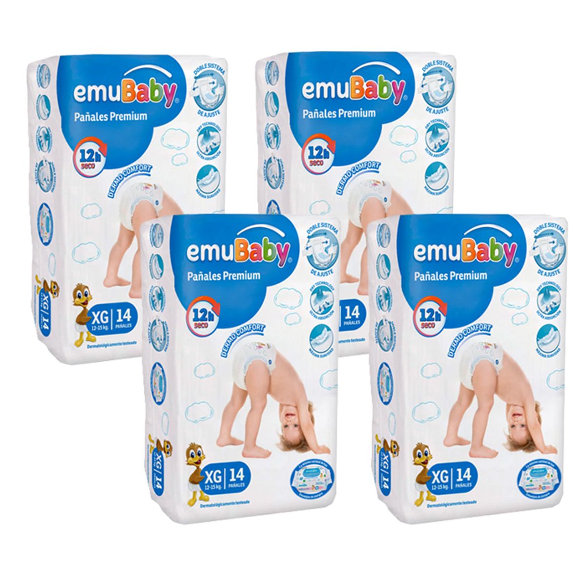 EMUBABY - Pañal Emubaby Premium X4 XG 14 (56 Pañales)