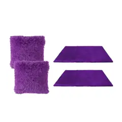 GENERICO - Set 2 Funda Cojines Peludos + 2 Bajadas De Cama 50x80cm