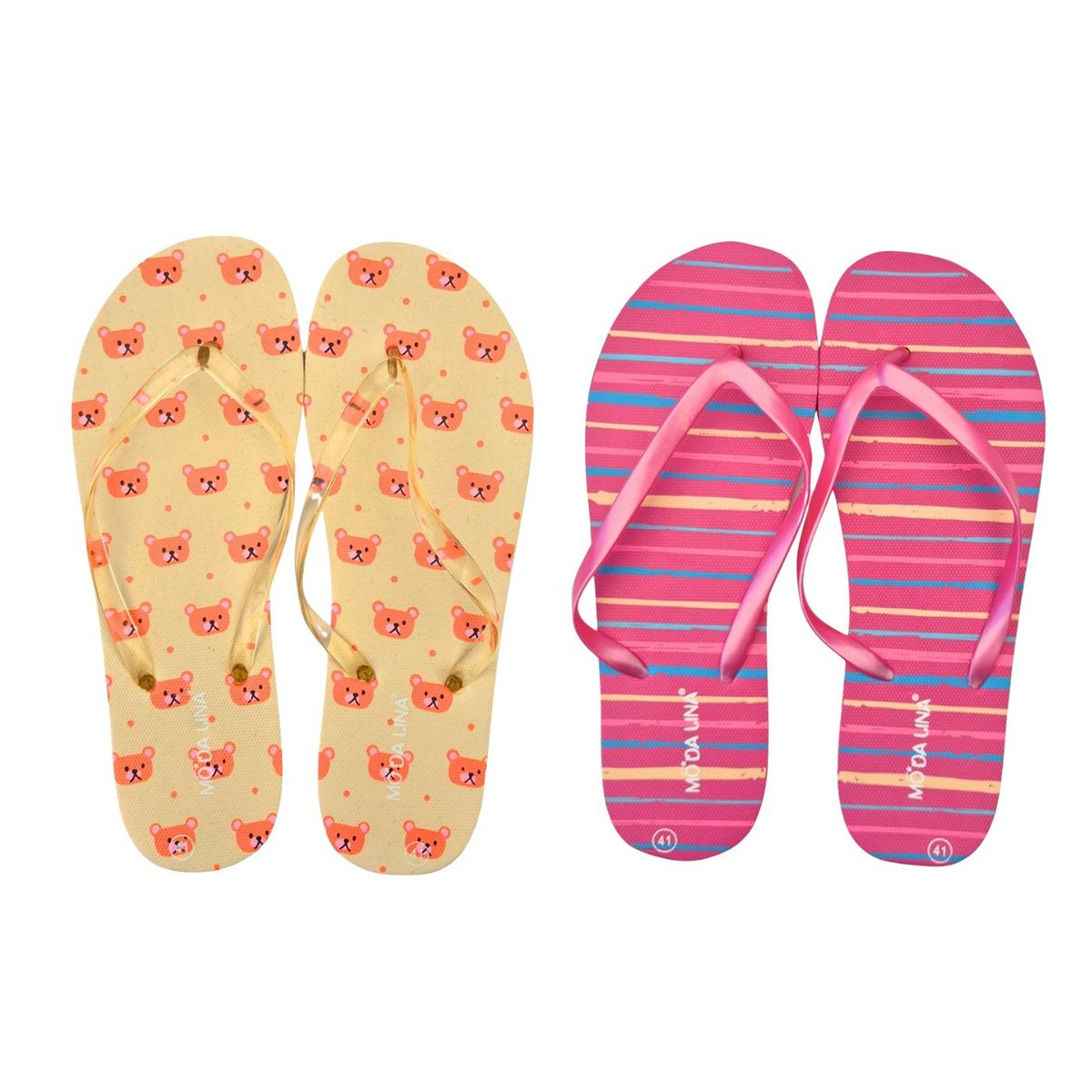 LIKE SHOP - Pack 2 Pares Hawaianas Mujer Chalas Sandalias Suela Goma 5354