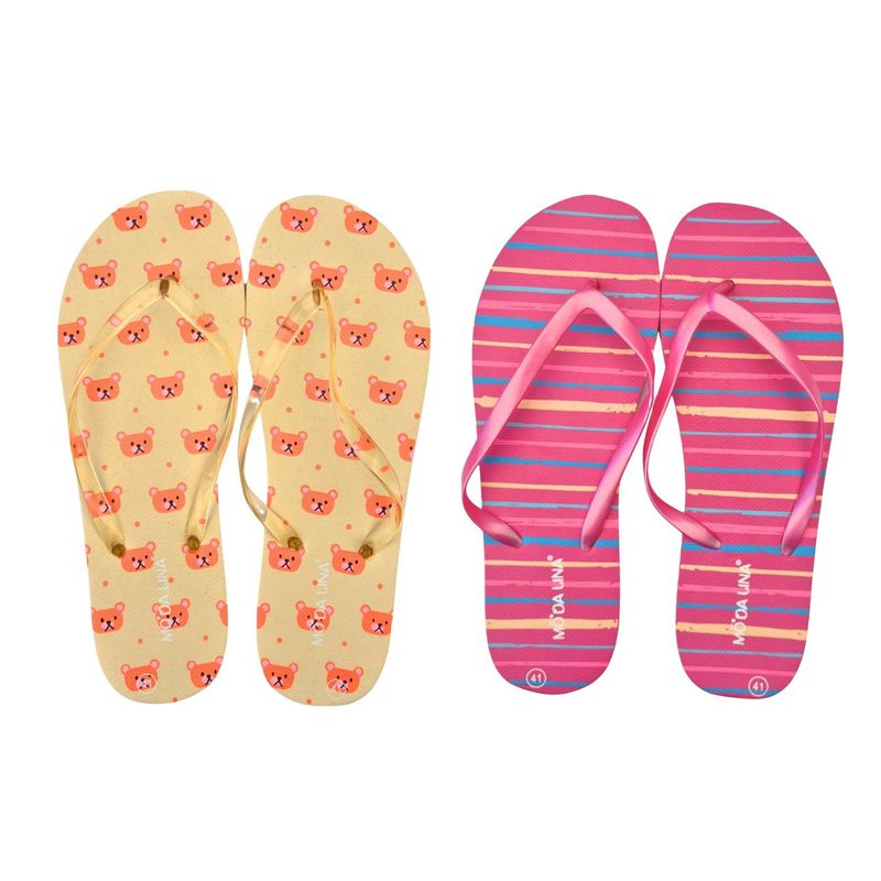 MPROPIA - Pack 2 Pares Hawaianas Mujer Chalas Sandalias Suela Goma 5354