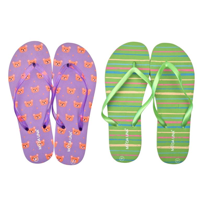 MPROPIA - Pack 2 Pares Hawaianas Mujer Chalas Sandalias Suela Goma 5354