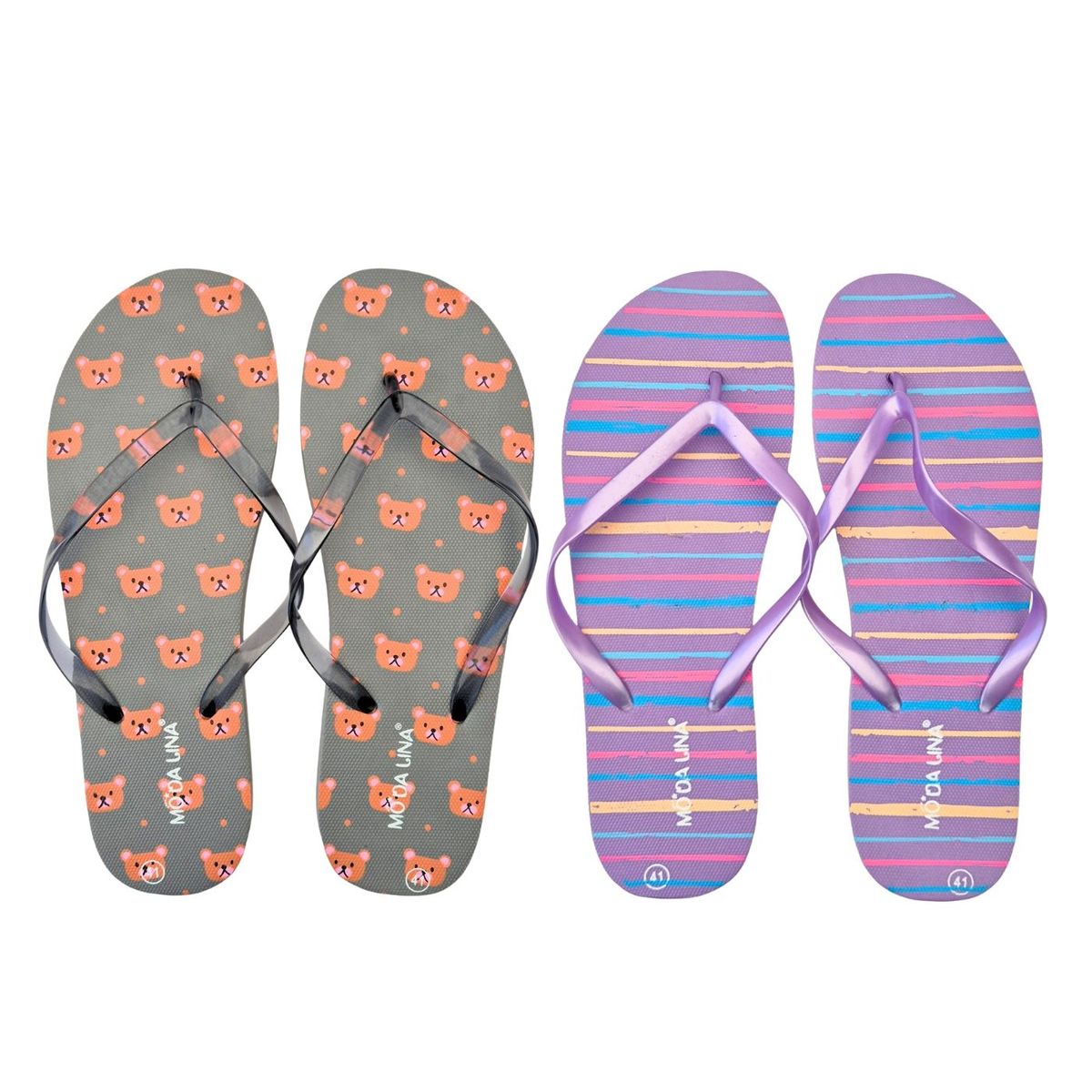 LIKE SHOP - Pack 2 Pares Hawaianas Mujer Chalas Sandalias Suela Goma 5354