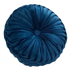 GENERICO - Cojin Redondo De Terciopelo Decorativo Elegante 37cm Azul