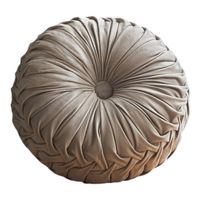 Cojin Redondo De Terciopelo Decorativo Elegante 37cm Gris