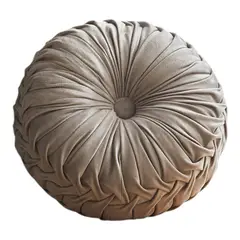 GENERICO - Cojin Redondo De Terciopelo Decorativo Elegante 37cm Gris