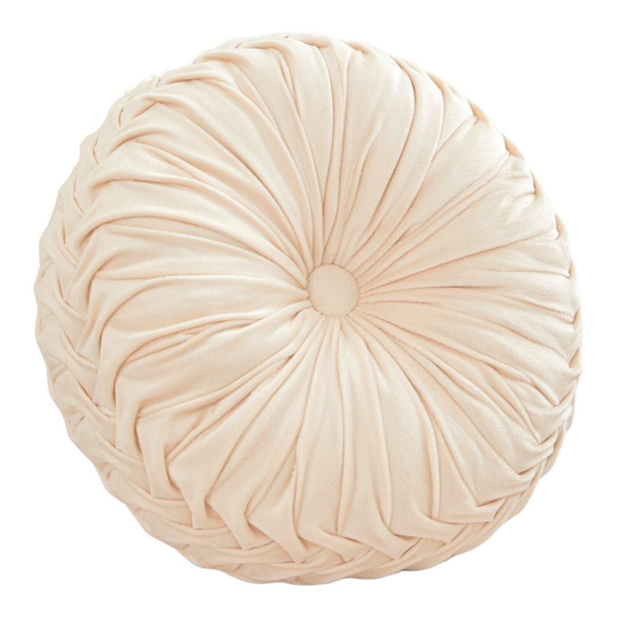 GENERICO - Cojin Redondo De Terciopelo Decorativo Elegante 37cm Crema