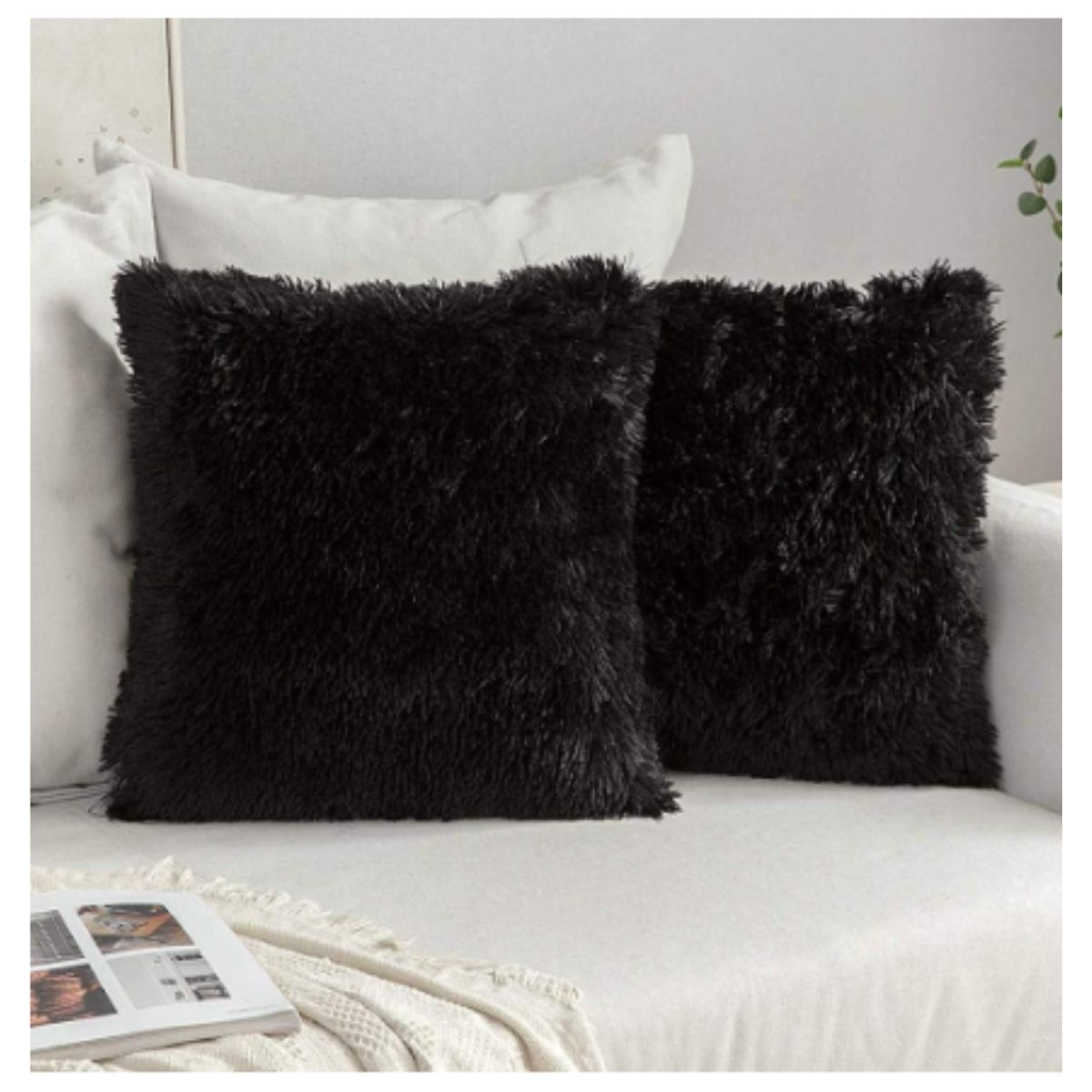 GENERICO - Set 2 Funda Cojines Peludos + 2 Bajadas De Cama 50x80cm