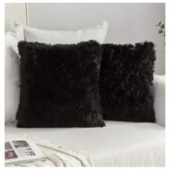 GENERICO - Set 2 Funda Cojines Peludos + 2 Bajadas De Cama 50x80cm