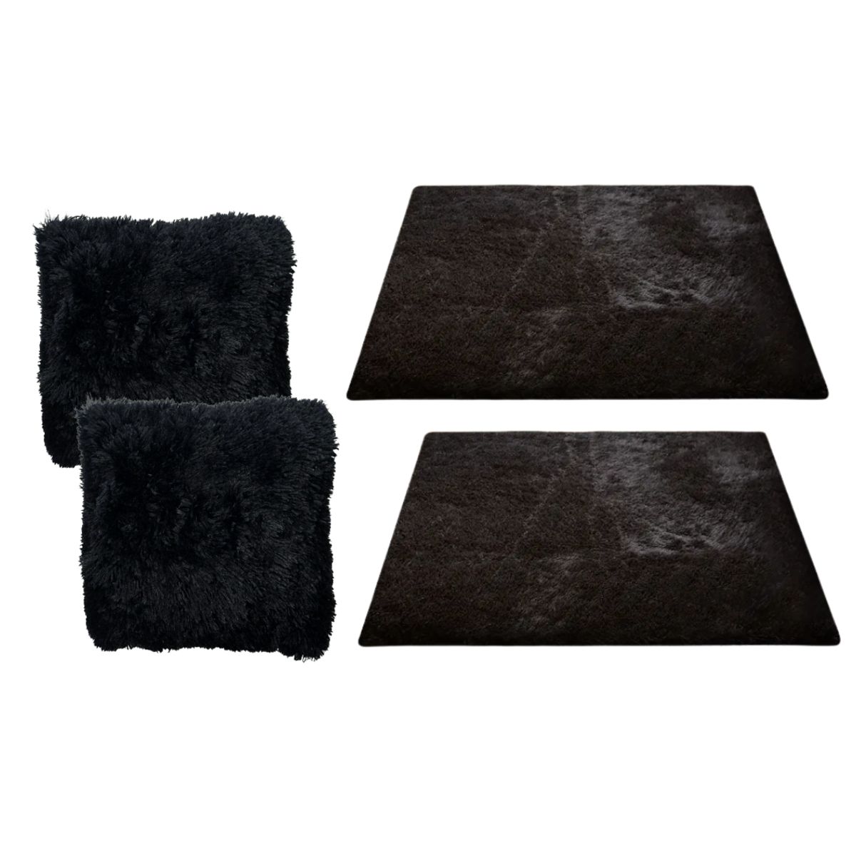 GENERICO - Set 2 Funda Cojines Peludos + 2 Bajadas De Cama 50x80cm