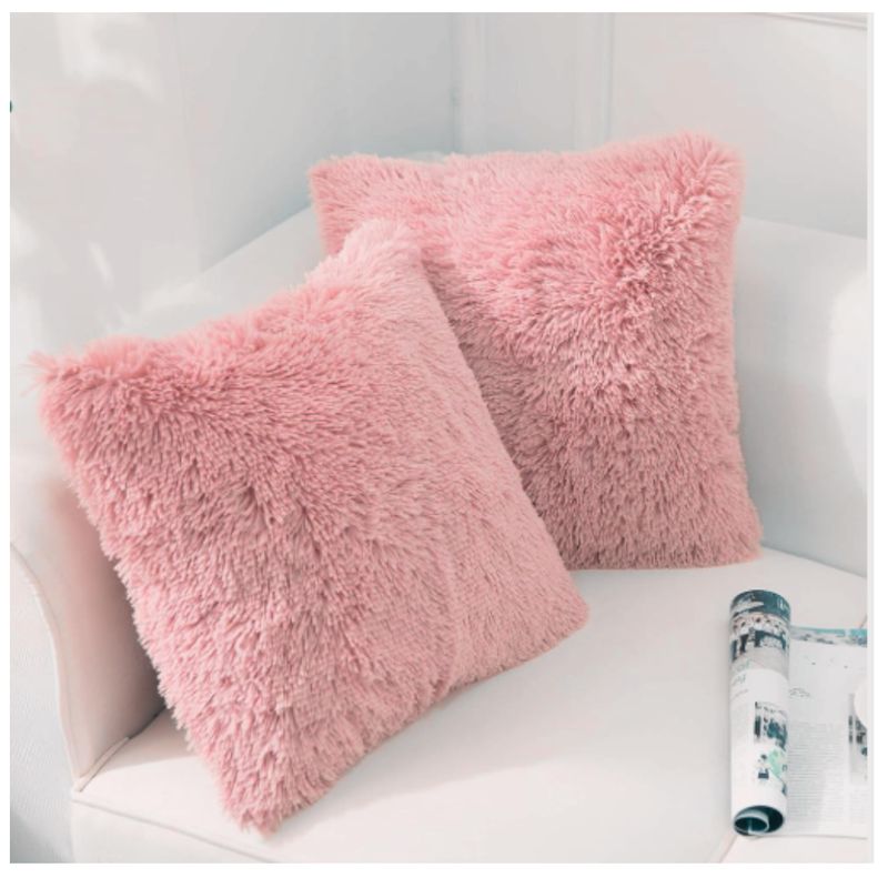 GENERICO - Set 2 Funda Cojines Peludos + 2 Bajadas De Cama 50x80cm