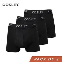 COSLEY - Pack 3 Boxer Medio Algodón Calzoncillo Negros