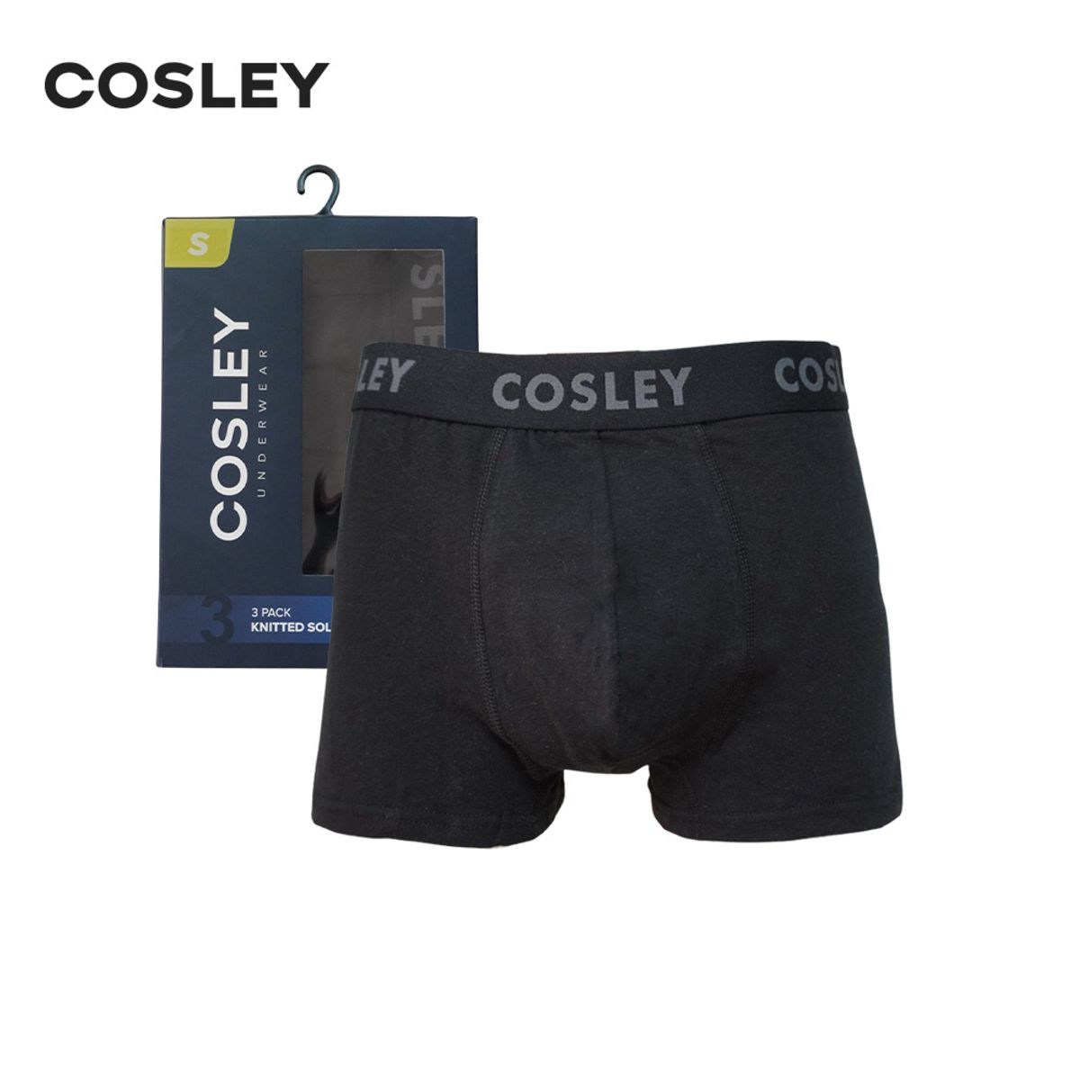 COSLEY - Pack 3 Boxer Medio Algodón Calzoncillo Negros Cosley