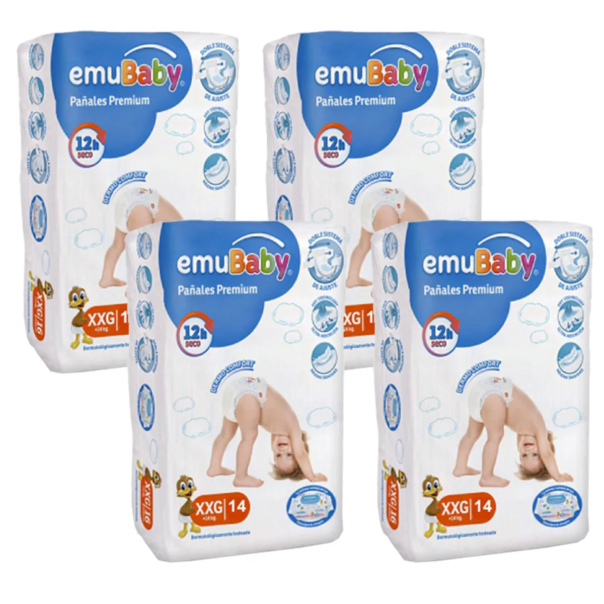 EMUBABY - Pañal Emubaby Premium X4 XXG 14 (56 Pañales)