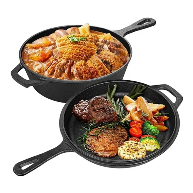 ESHOPANGIE - Sartenes De Hierro Fundido Gruesa Doble Uso 26cm