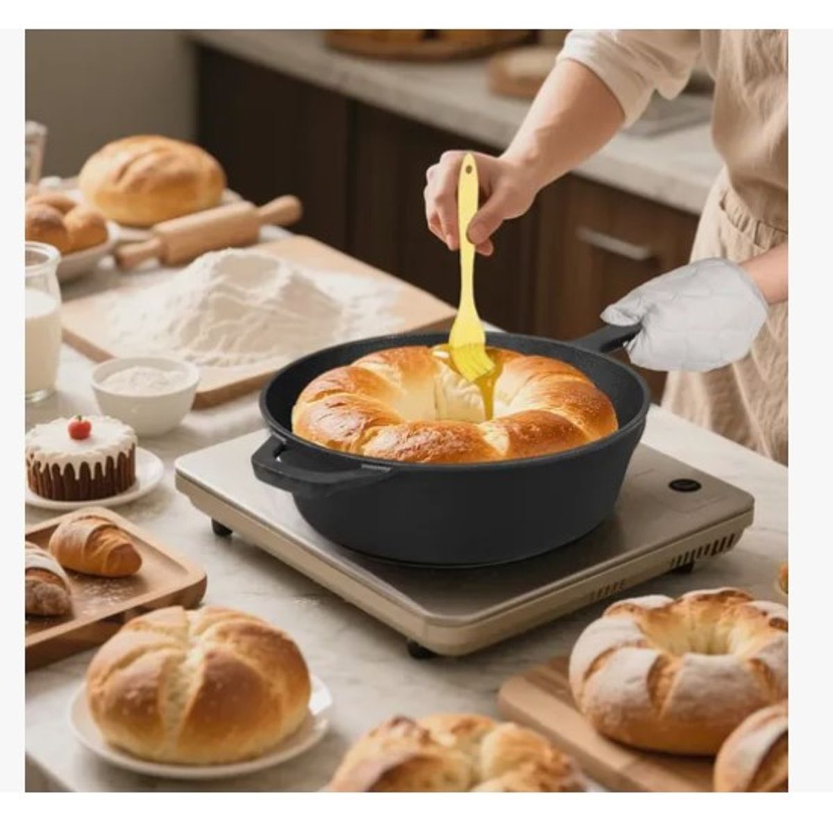 ESHOPANGIE - Sartenes De Hierro Fundido Gruesa Doble Uso 26cm