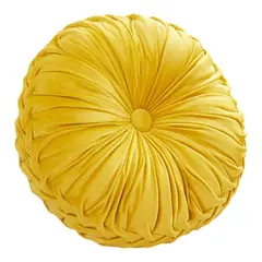 GENERICO - Cojin Redondo De Terciopelo Decorativo Elegante 37cm Amarillo