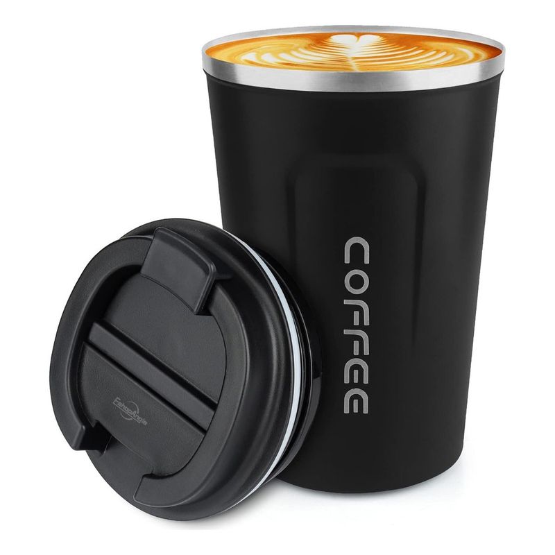 GENERICO - Termo Mug Café 380ml Acero Inoxidable Portátil Negro