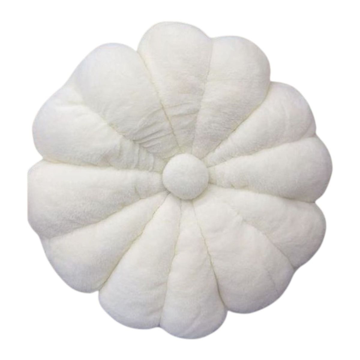 GENERICO - Cojín Decorativo Redondo Peludito Suave Sofa Living Blanco