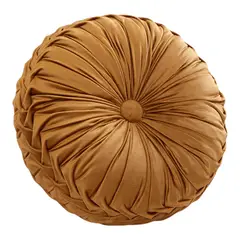 GENERICO - Cojin Redondo De Terciopelo Decorativo Elegante 37cm Naranja