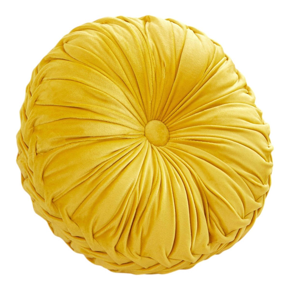 GENERICO - Cojin Redondo De Terciopelo Decorativo Elegante 37cm Amarillo