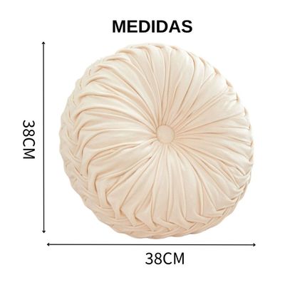 Imagen 2 del producto Cojin Redondo De Terciopelo Decorativo Elegante 37cm Turquesa