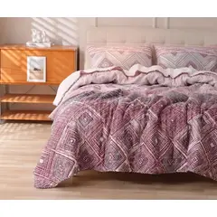 CHANTILLY - Cubrecama Quilt 1.5 Plaza Sherpa Estampado Rosa