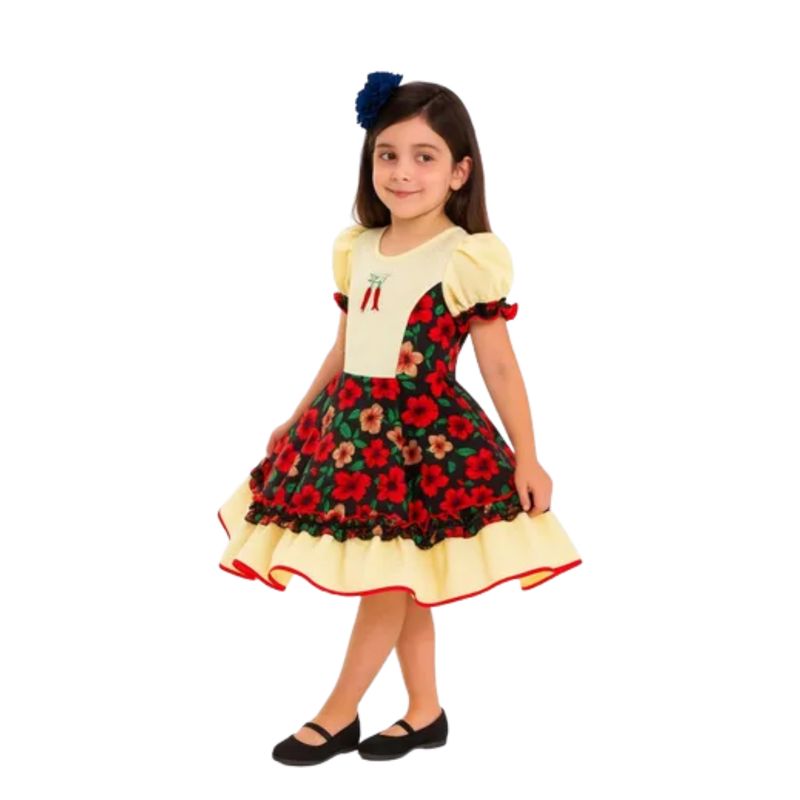 EKOL TACTICA MILITAR - Vestido Huasa Chinita Floreado Niña Varios Colores Fiestas