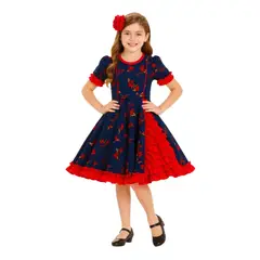 EKOL TACTICA MILITAR - Vestido Huasa Chinita Floreado Niña Varios Colores Fiestas