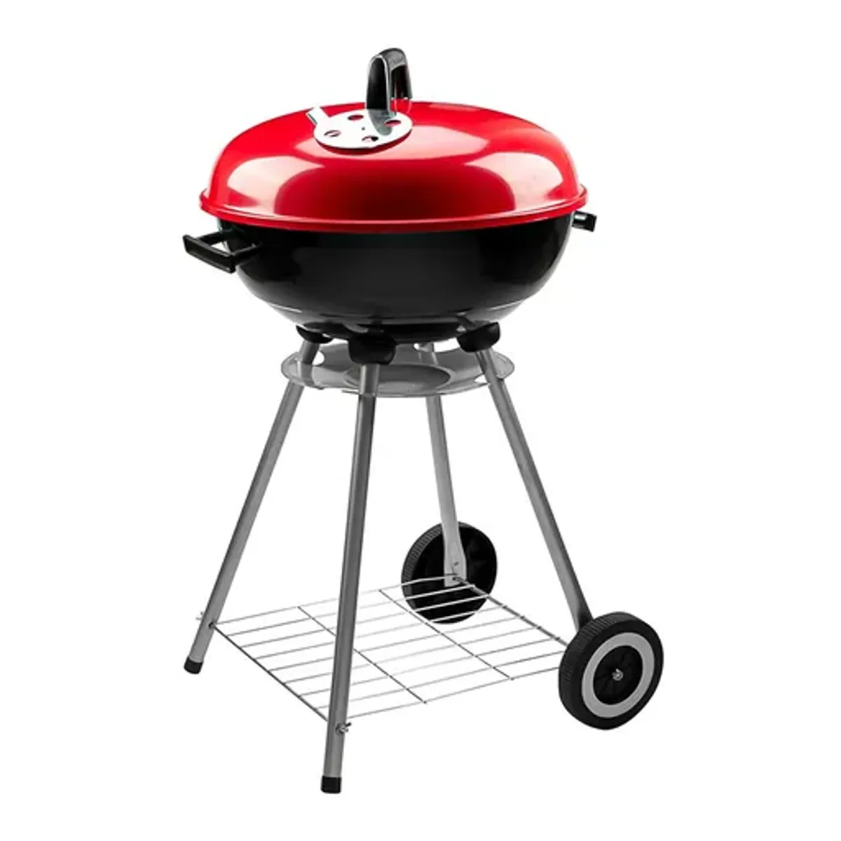 GENERICO - Parrillas A Carbon 85cm Alto Parrilla Redonda Móvil Asados Color Negro y Rojo