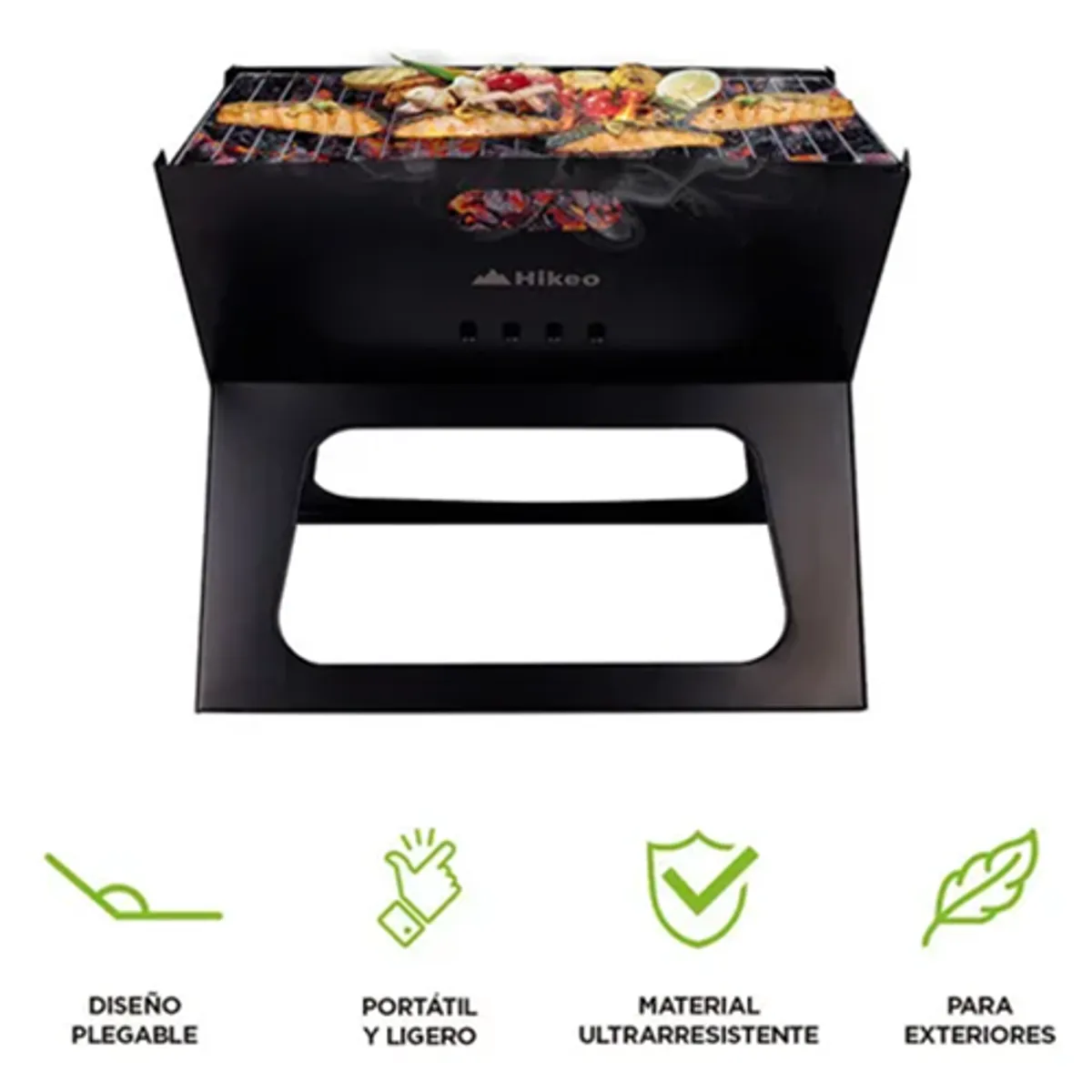 GENERICO - Parrilla plegable de carbón portátil para asados color negro