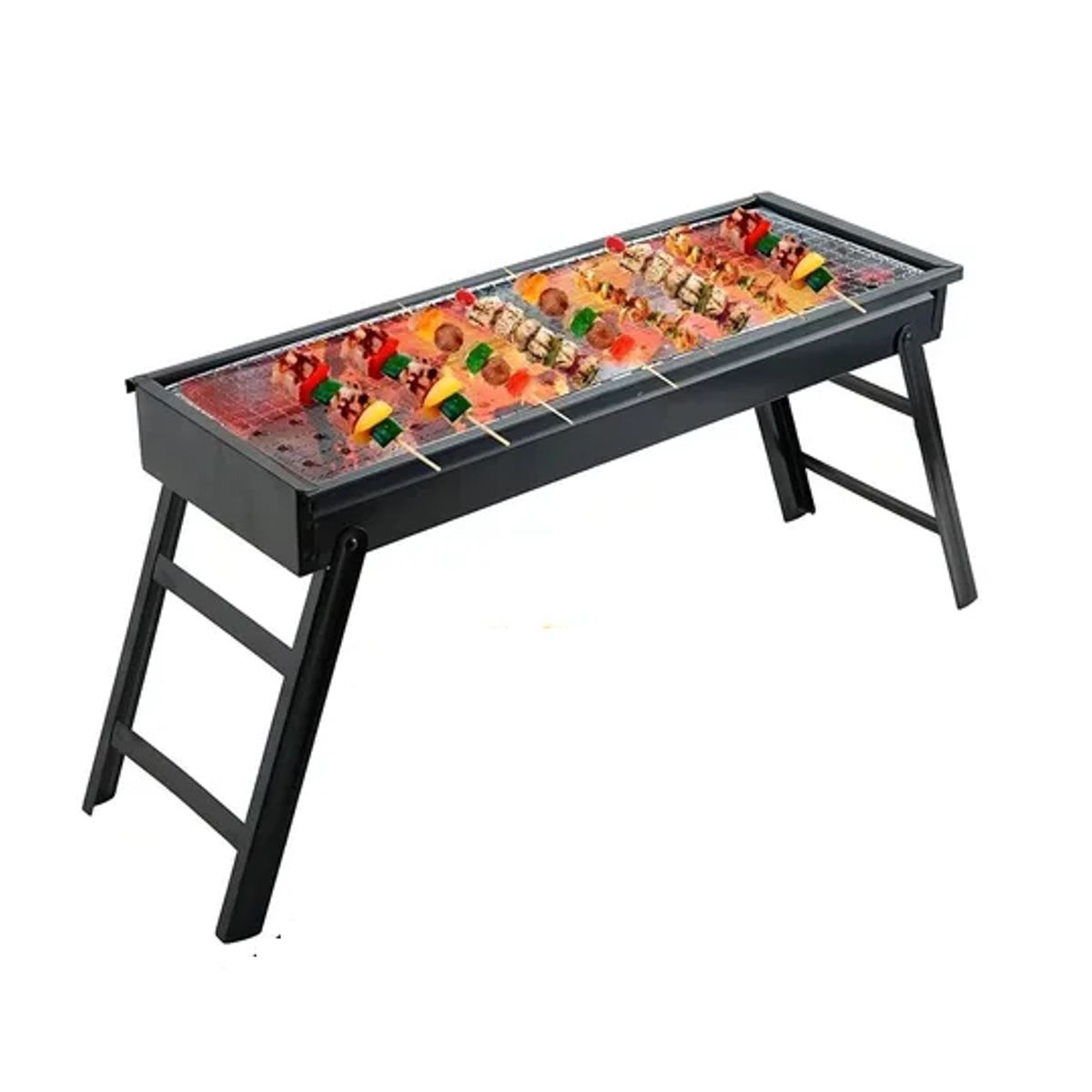 GENERICO - Parrilla Carbón Portátil Plegable Acero Inoxidable Negra