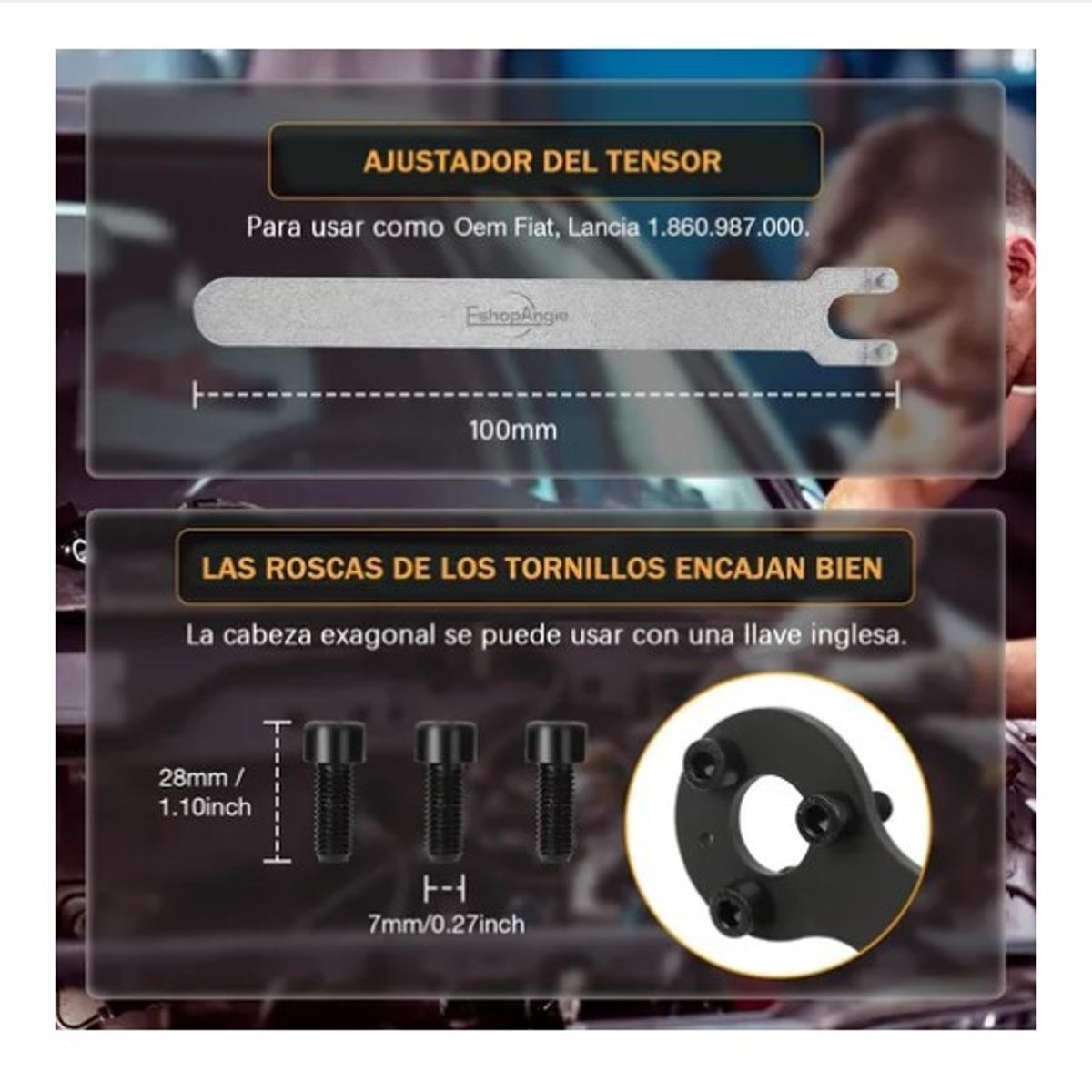 ESHOPANGIE - Trabador Puesta Punto Fiat 500 Punto Panda Motor 1.1 1.2 1.4