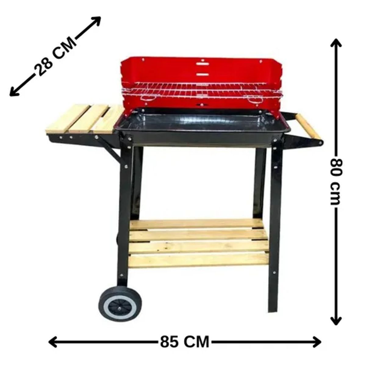 GENERICO - Parrilla De Asado Con Rueda Y Repisa 85x28x80cm Bighouse