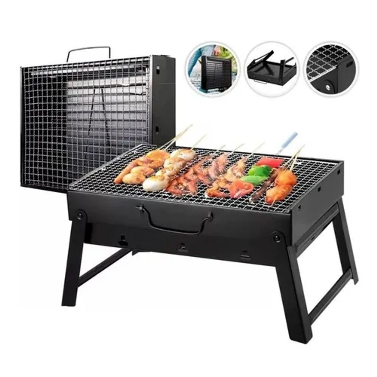 GENERICO - Parrilla móvil Genérica 33 x 30 x 24cm de profundidad negra