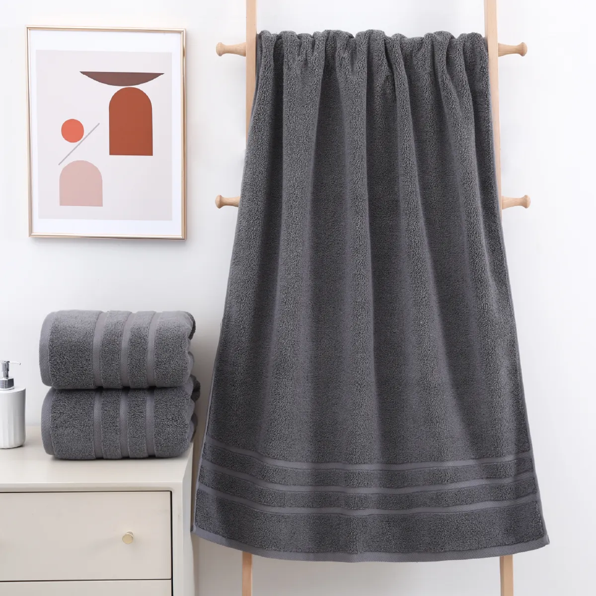 BLAIR HOME - Set 2 Toallas Ducha 76 x 137 cm Algodón Gris Blair Home Kiosclub