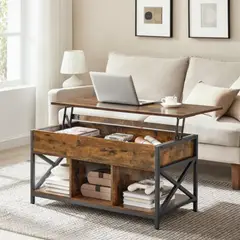 PANDALINO - Mesa de Centro Elevable Maite - Multifuncional con Estilo Industrial